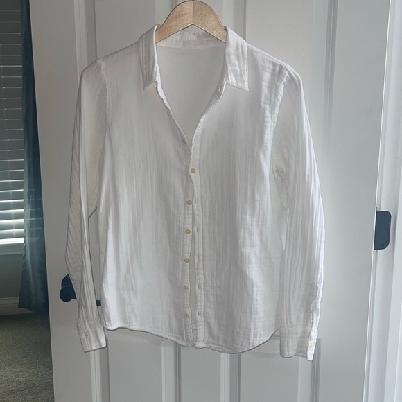 CP SHADES ROMY SHIRT WOMEN TOPS BUTTON UPS {$198} WHITE GAUZE TEXTURED SZ SMALL - Picture 2 of 7